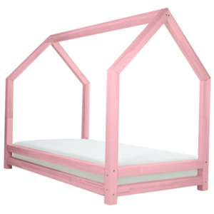 Różowe łóżko 1-osobowe z drewna sosnowego Benlemi Funny, 80x160 cm