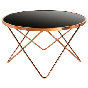 PONT okrągły stolik kawowy z czarnym szklanym blatem 85 cm