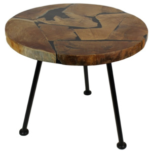 Stolik z drewna tekowego HSM Collection Round, ⌀ 55 cm