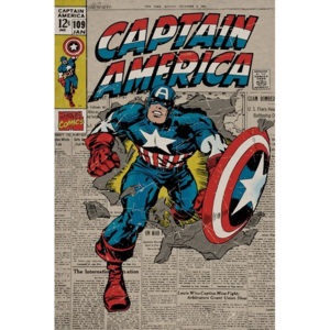 Plakat, Obraz Marvel - captain america retro, (61 x 91,5 cm)