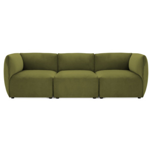 Oliwkowa 3-osobowa sofa modułowa Vivonita Velvet Cube