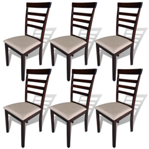 Krzesła do jadalni, 6 szt., drewniane, brązowo-kremowe