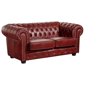 Czerwona skórzana sofa 2-osobowa Max Winzer Norwin