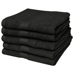 Ręczniki, 5 szt., bawełna, 500 g/m², 50x100 cm, czarne