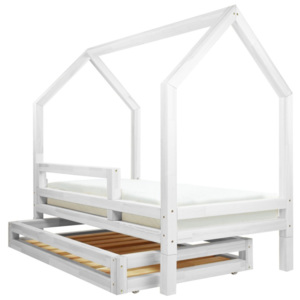 Komplet białej szuflady i 4 wydłużonych nóg do łóżka Benlemi Funny, 90x160 cm