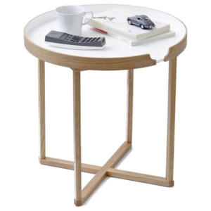 Biały stolik z drewna dębowego ze zdejmowanym blatem Wireworks Damieh, 45x45 cm