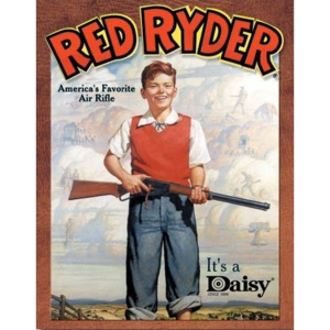 Metalowa tabliczka Daisy red Ryder, (32 x 42 cm)