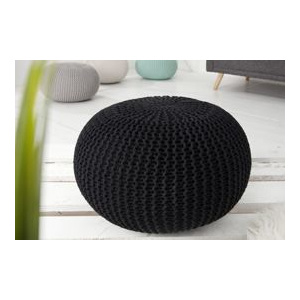 Puf Knitted Ball - czarny ∅50cm