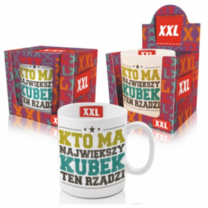 Kubek XXL 900 ml "KTO MA NAJWIĘKSZY KUBEK TEN RZĄDZI"