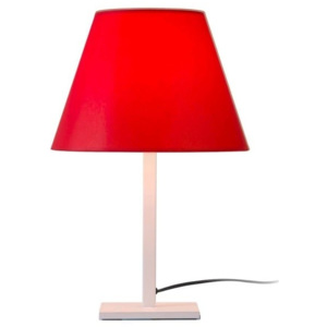 Czerwona lampa stołowa z kwadratową podstawą Jane