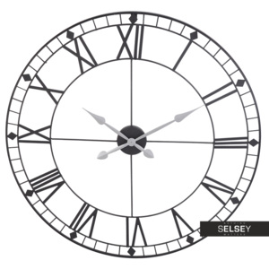 Stylowy zegar ścienny metalowy średnica 88 cm czarny