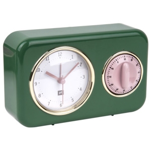 Zielony zegar kuchenny z minutnikiem PT LIVING Nostalgia