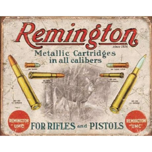 Metalowa tabliczka Rem - Remington - For Rifles Pistols, (40 x 31,5 cm)