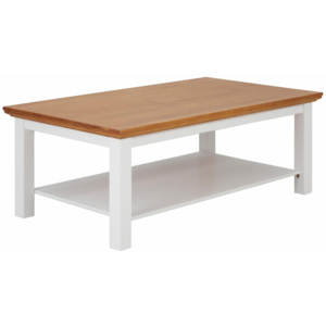 Biały stolik z litego drewna sosnowego z naturalnym blatem Støraa Monty