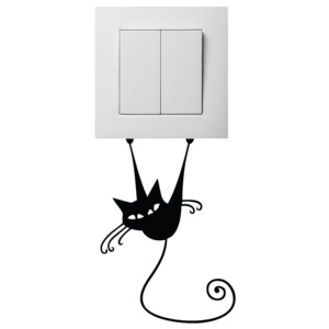 Czarna naklejka na wyłącznik światła Ambiance Acrobat Cat