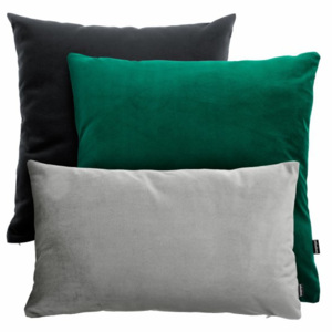 Zielono-czarno-szary zestaw poduszek Velvet