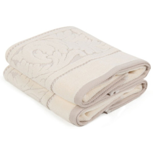 Zestaw 2 beżowych ręczników z bawełny Sultan, 50x90 cm