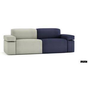 Sofa Block 176 cm - szary jasny || niebieski ciemny