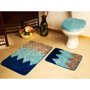 Oryginalny zestaw dywaników do łazienki ZIG ZAG niebieski