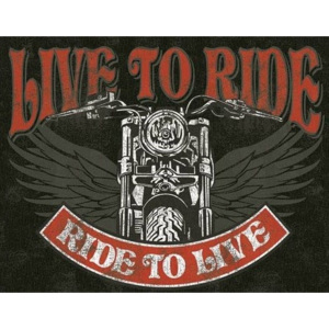Metalowa tabliczka Live to Ride - Bike, (30 x 42 cm)