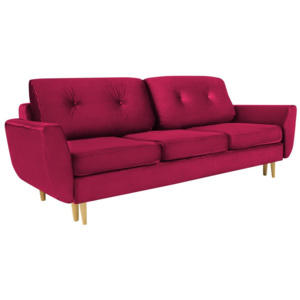 Różowa rozkładana sofa 3-osobowa ze schowkiem Mazzini Sofas Silva