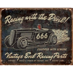 Metalowa tabliczka Vintage - Evil Racing, (40 x 31,5 cm)