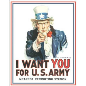 Metalowa tabliczka Uncle Sam - i want you, (32 x 41 cm)