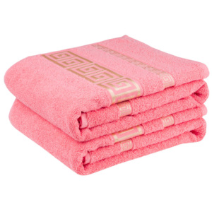 Bawełniane ręczniki frotte Ateny, łososiowe komplet 4 sztuki