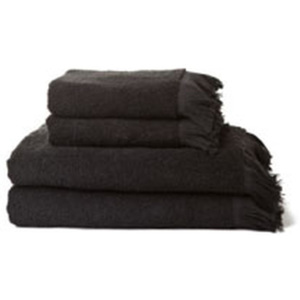 Zestaw 2 czarnych ręczników bawełnianych i 2 ręczników kąpielowych Casa Di Bassi Bath