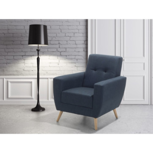 Fotel wypoczynkowy ciemnoniebieski do salonu tapicerowany - HERNING