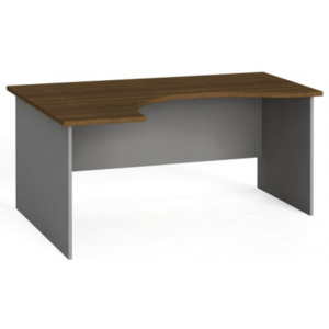 Narożny stół biurowy, zaokrąglony 160 x 120 cm, orzech, lewy