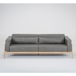 Ciemnoszara sofa 4-osobowa z konstrukcją z litego drewna dębowego Gazzda Fawn
