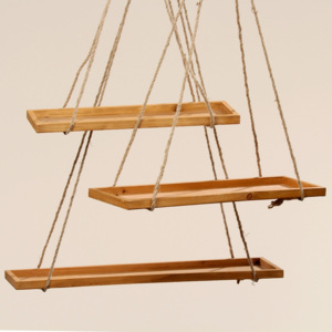 Zestaw 3 półek na sznurkach z drewna jodłowego Boltze Swing