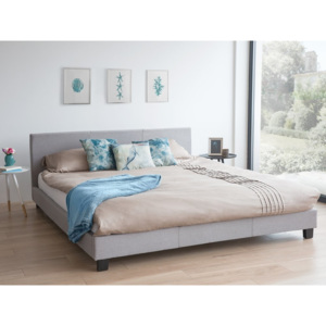 Łóżko szare - do sypialni - 160x200 cm - podwójne - tapicerowane - ORELLE