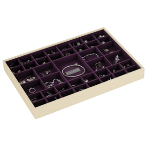 Pudełko na biżuterię 41 komorowe supersize Stackers kremowo-fioletowe