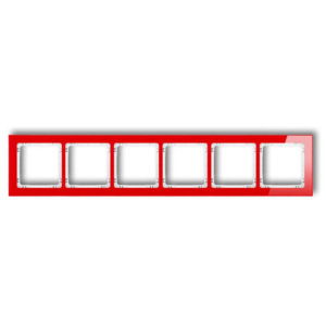 Ramka uniwersalna sześciokrotna - efekt szkła (ramka: czerwona, spód: biały) KARLIK DECO -