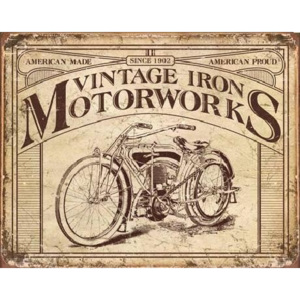 Metalowa tabliczka Vintage Iron Motorworks, (40 x 31,5 cm)