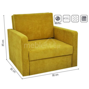 Sofa / Fotel jednoosobowy rozkładany Fun żółty