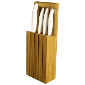 Noże ceramiczne Kyocera 4 szt. w bloku bambusowym Color Series