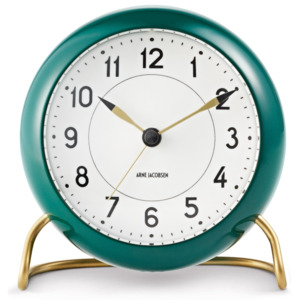 Zegar stołowy Arne Jacobsen Station zielono-biały