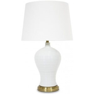 Lampa ceramiczna z kloszem biało-złotyLampa ceramiczna z kloszem biało-złoty