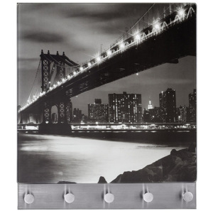 Szklana tablica magnetyczna na notatki + 5 wieszaków, Manhattan Bridge, WENKO