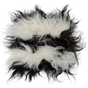 Czarnobiała futrzana poduszka na krzesło z owczej skóry Arctic Fur Bobby, 37x37 cm
