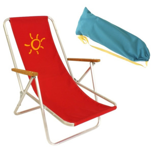 Czerwony leżak plażowy - solidne podłokietniki