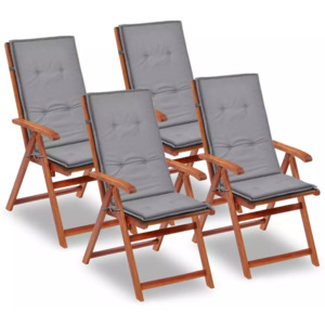 Poduszki na krzesła ogrodowe, 4 szt., szare, 120x50x3 cm