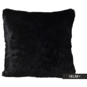 Poduszka z poszewką Furry czarna 45x45 cm