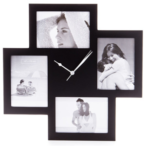 Czarny zegar z ramkami na zdjęcia Tomasucci Collage