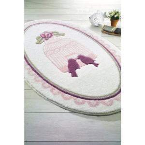 Różowo-biały dywanik łazienkowy Confetti Bathmats Birdcage, 80x130 cm
