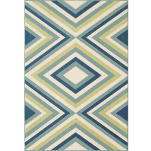 Zeleno-niebieski wytrzymały dywan odpowiedni na zewnątrz Floorita Rombi Blue Green, 133x190 cm
