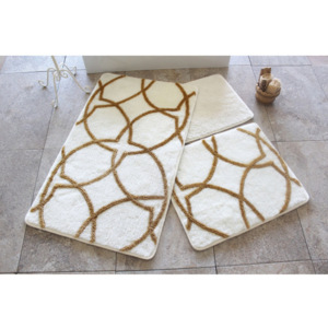 Zestaw 3 iało-złotych dywaników łazienkowych Confetti Bathmats Bonita